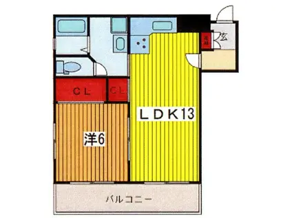 藤和南浦和コープB棟(1LDK/1階)の間取り写真