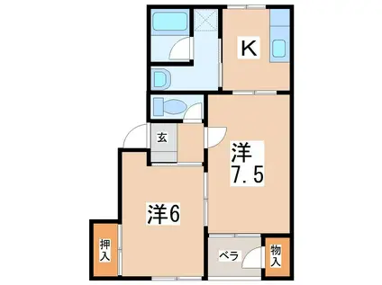 アイシス・レオンYAHABA(2K/1階)の間取り写真