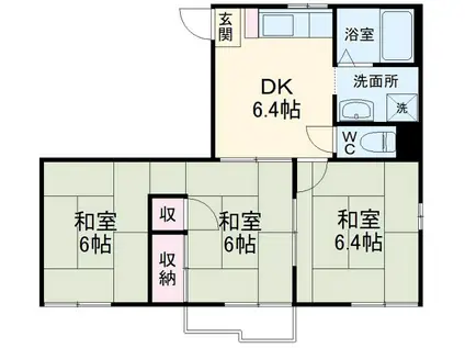 武蔵アパート(3DK/2階)の間取り写真