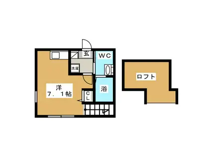 ハーミットクラブハウス戸塚V KANAテラス(ワンルーム/1階)の間取り写真