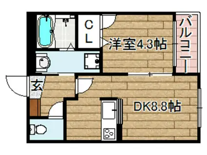 クオーレTAKATSUKI(1DK/1階)の間取り写真