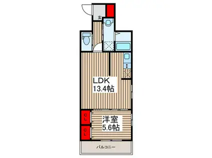 リーブルファイン獨協大学前 2号棟(1LDK/2階)の間取り写真