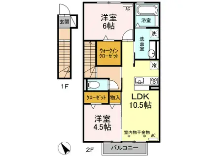 D-ROOM別名 A棟(1LDK/1階)の間取り写真