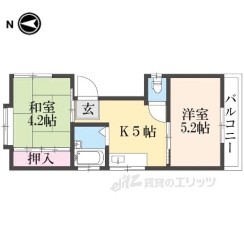 ロイヤルハイム秦(2K/3階)の間取り写真