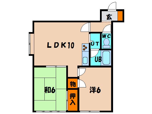 グリーンカーサフジ(2LDK/2階)の間取り写真