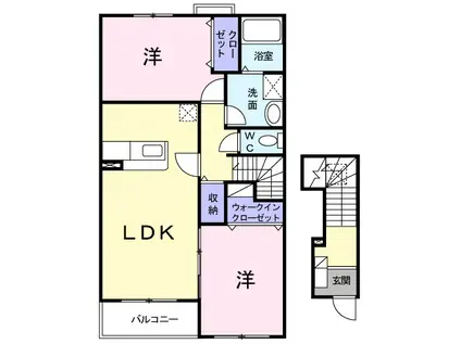 グラン・オリゾンA棟(2LDK/2階)の間取り写真