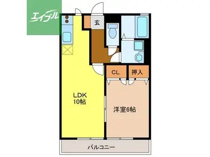 ウェルネスNR(1LDK/1階)の間取り写真