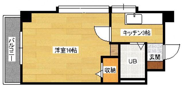ワッソンビル比治山(1K/4階)の間取り写真