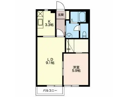 レフィナード(1LDK/2階)の間取り写真