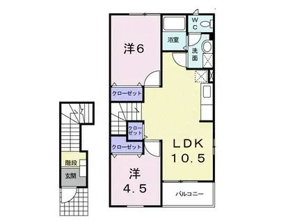 パストラル B棟(2LDK/2階)の間取り写真