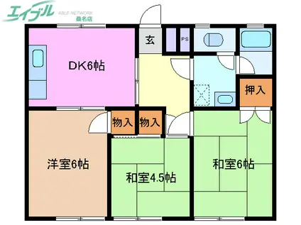 ハイツ北浜(3DK/1階)の間取り写真