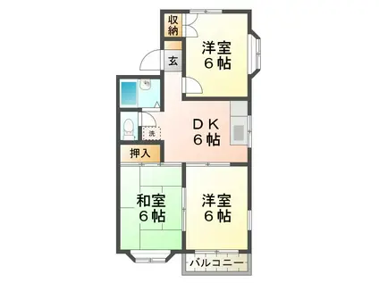 クィーンズコート東落合B棟(3DK/1階)の間取り写真