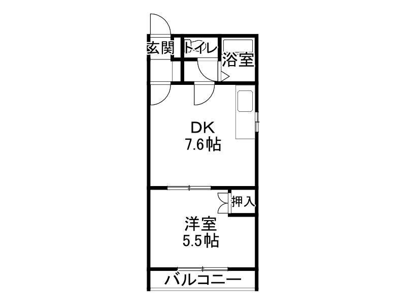 マーベリック帯広南(1DK/3階)の間取り写真
