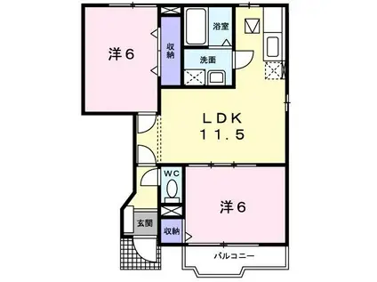 グランベリー(2LDK/1階)の間取り写真