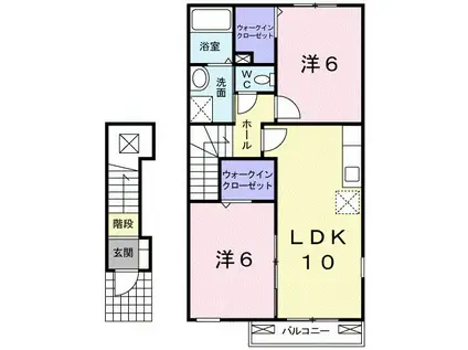 フローラ東雲2B(2LDK/2階)の間取り写真