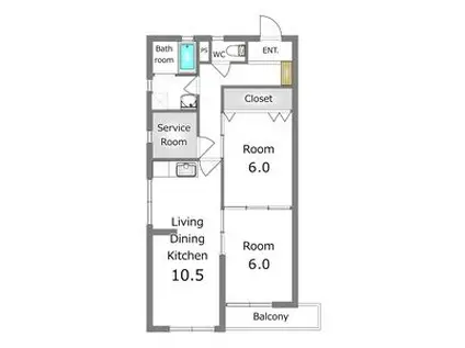 あさひレジデンス弐番館ウエスト(2SLDK/3階)の間取り写真