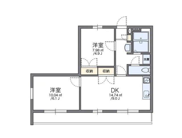 レオパレス翼III(2DK/2階)の間取り写真