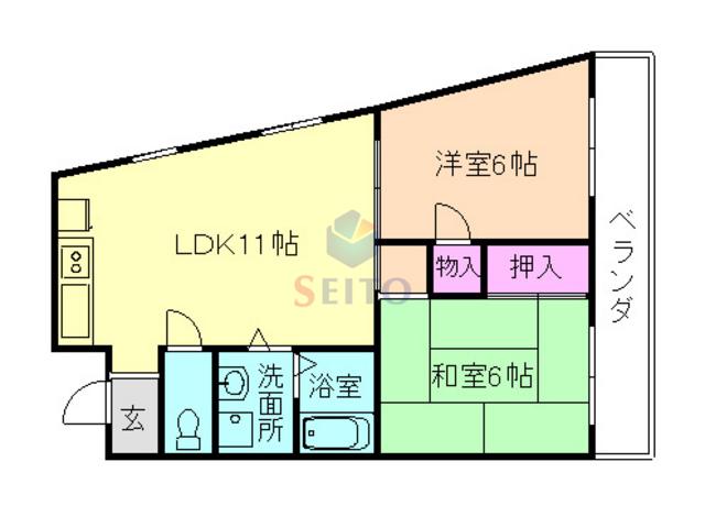 エレガンス穂積 5号館(2LDK/1階)の間取り写真