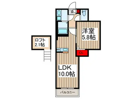 クレイル与野(1LDK/3階)の間取り写真