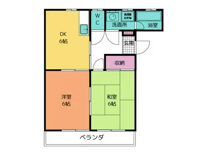 コスモハイツ(2DK/2階)の間取り写真