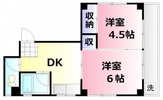 レジオン白島(2DK/2階)の間取り写真