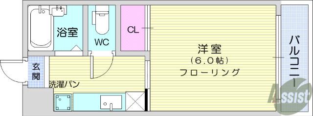 RITMO貝ケ森(1K/1階)の間取り写真