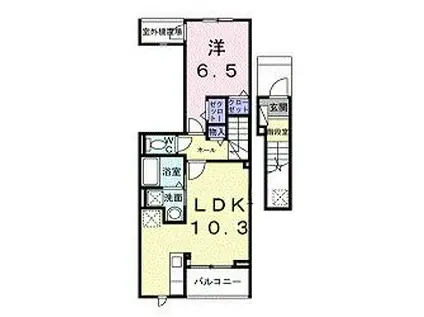ヒカルサ見付サウスI(1LDK/2階)の間取り写真