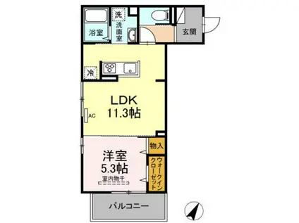 サスティーナ(1LDK/2階)の間取り写真