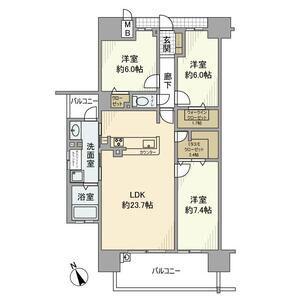 アルファステイツ四日市新正(3LDK/4階)の間取り写真