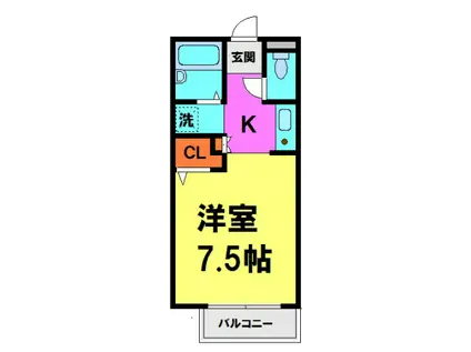 ツインステージ川西(1K/1階)の間取り写真