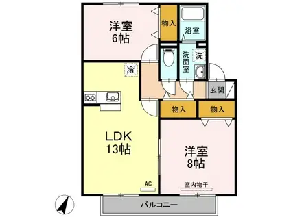 ボナールII(2LDK/2階)の間取り写真