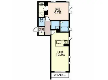 プレ デュ シャトー(1LDK/1階)の間取り写真