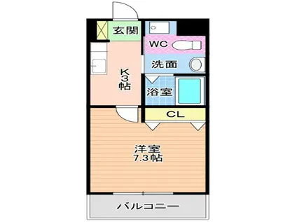 マーベラス下到津(1K/5階)の間取り写真