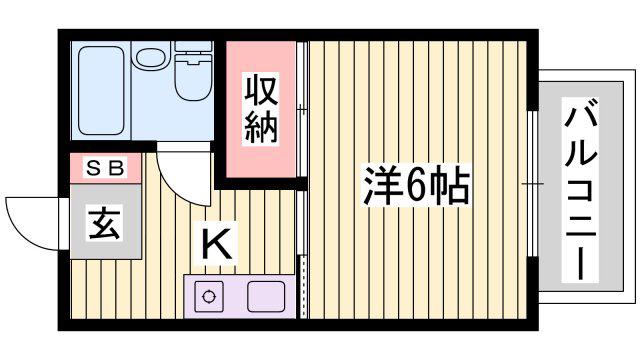 ハイツタイヨウ(1K/2階)の間取り写真