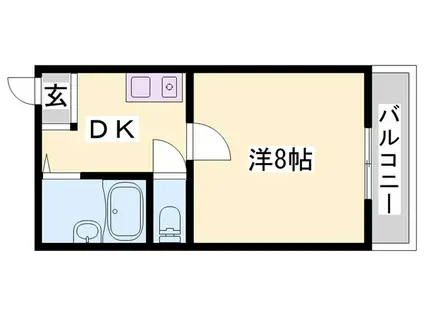 シャインコスモマンション(1DK/4階)の間取り写真