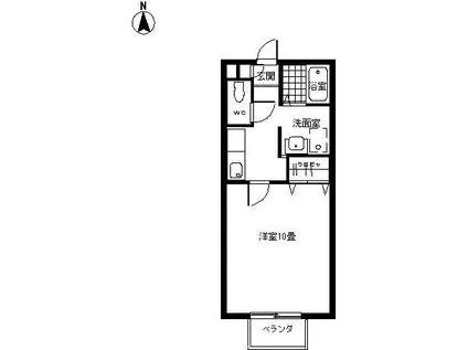 ソレアードグリーンヒルII(1K/1階)の間取り写真