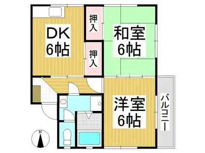 コーポラス綱島(2DK/2階)の間取り写真