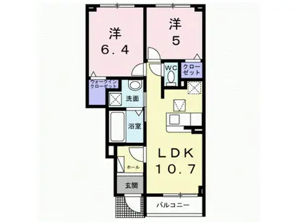 アルス・リガーレ(2LDK/1階)の間取り写真