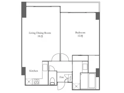 品川プリンスレジデンス(1LDK/10階)の間取り写真
