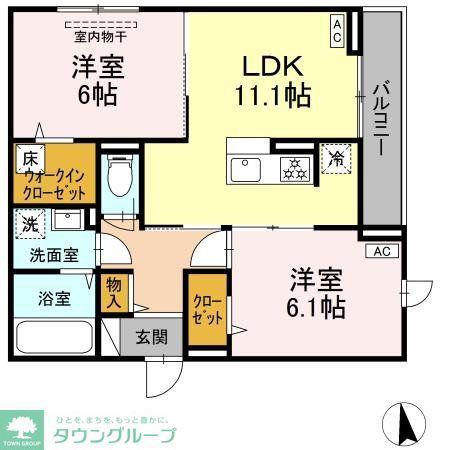 ヴィルフレア深見台(2LDK/1階)の間取り写真
