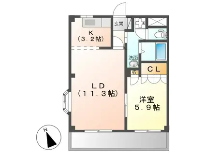 スプランドゥールティア(1LDK/2階)の間取り写真
