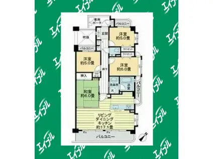 ライオンズヒルズ半田白山町壱番館(4LDK/3階)の間取り写真