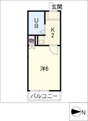 ブルースクエア(1K/1階)の間取り写真