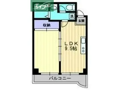 グランツ西古松II(1LDK/6階)の間取り写真