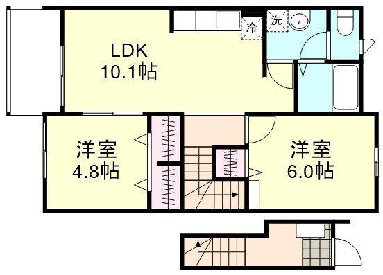 サンクレストC(2LDK/2階)の間取り写真