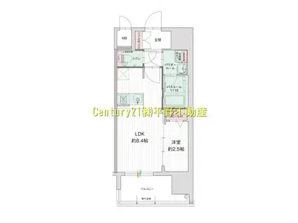 グランフォーレ久留米駅プレミア(1LDK/4階)の間取り写真