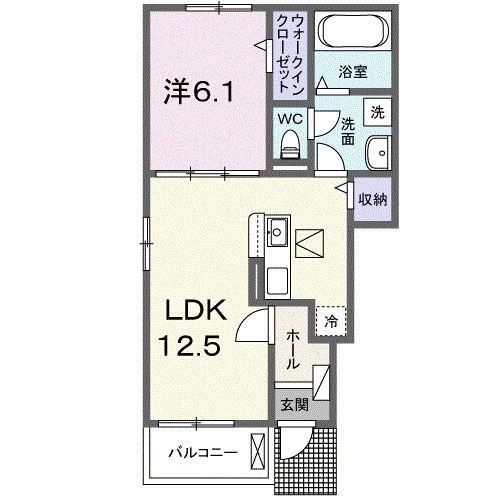 GEOハイム(1LDK/1階)の間取り写真