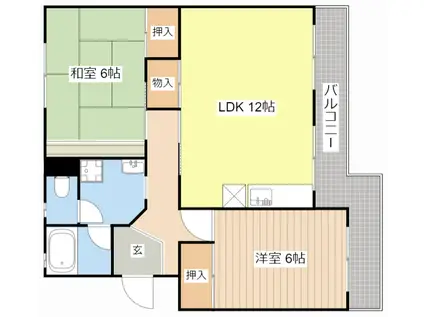 第二辻ハイツ(2LDK/4階)の間取り写真