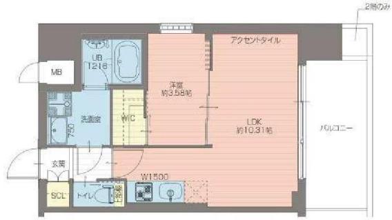 プレジオ弁天町ASIAN(1LDK/2階)の間取り写真