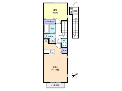 プラウド幕張本郷VIII(1LDK/2階)の間取り写真